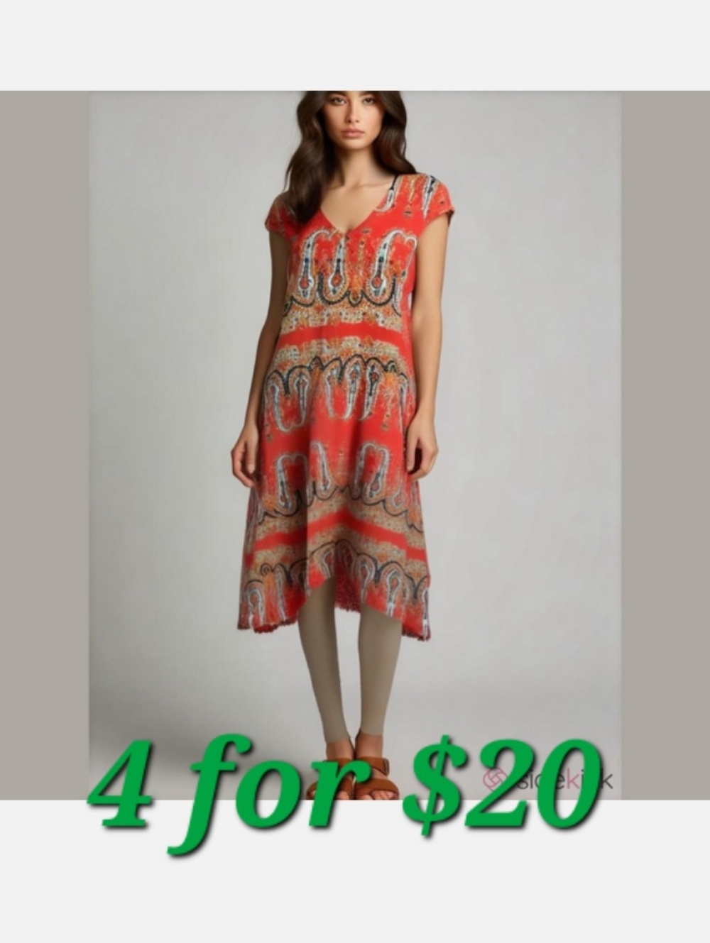 World Unity Boho Orange Crochet Detail Back Vivid Print Asymmetrical Dress